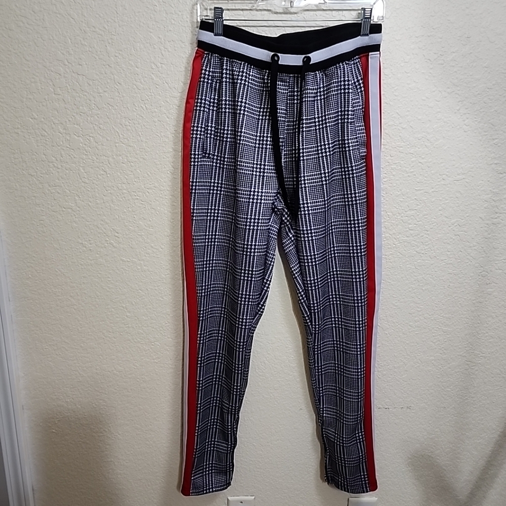 SCREENSHOT Mens Hip Hop Premium Slim Fit Track Pants Plaid Size Large.
